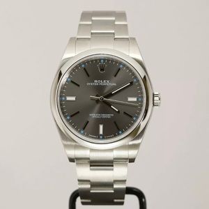 Auth Rolex Oyster Perpetual Dark Rhodium Dial 39mm